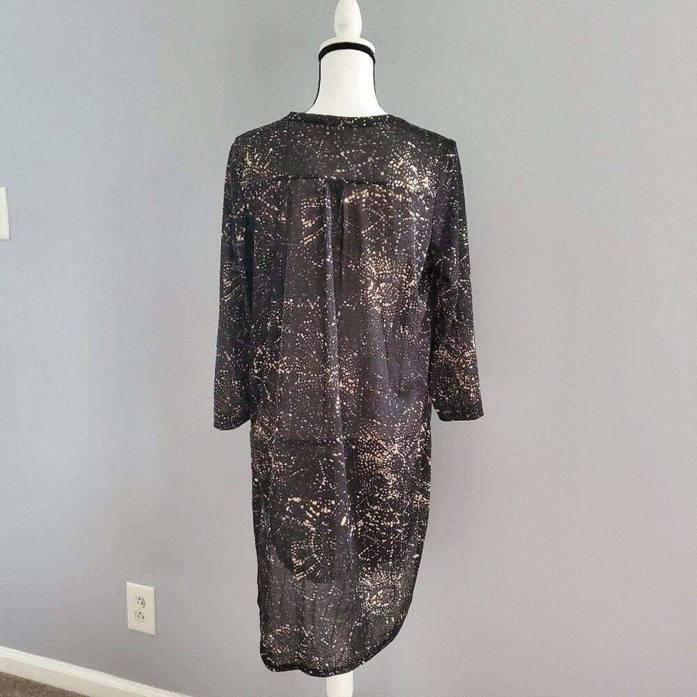 H&M Long Button Down Long Sleeve Black Sheer Shirt Size M - Picture 2 of 11